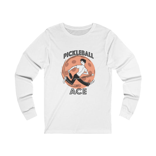 PICKLEBALL ACE Unisex White Jersey Long Sleeve Tee