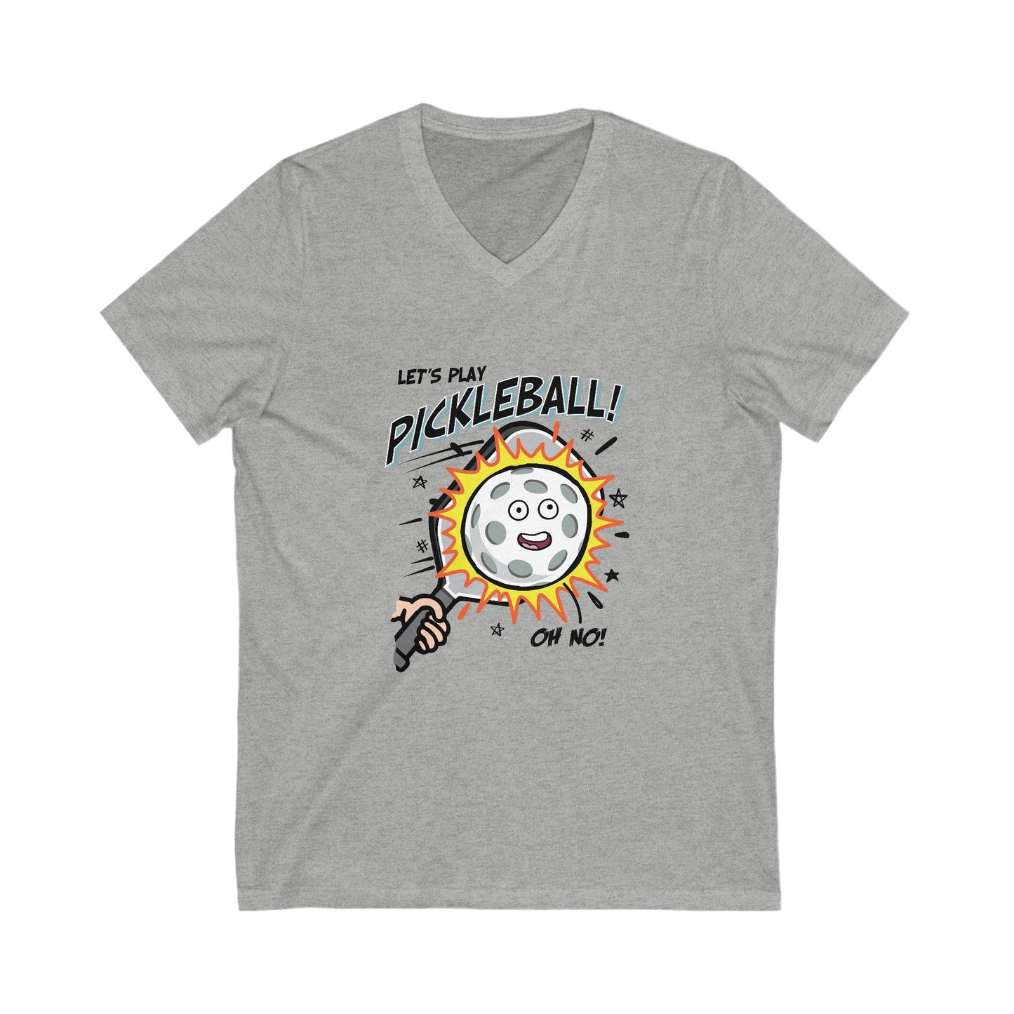 LET'S PLAY PICKLEBALL OH NO Unisex Jersey Short Sleeve V-Neck Tee