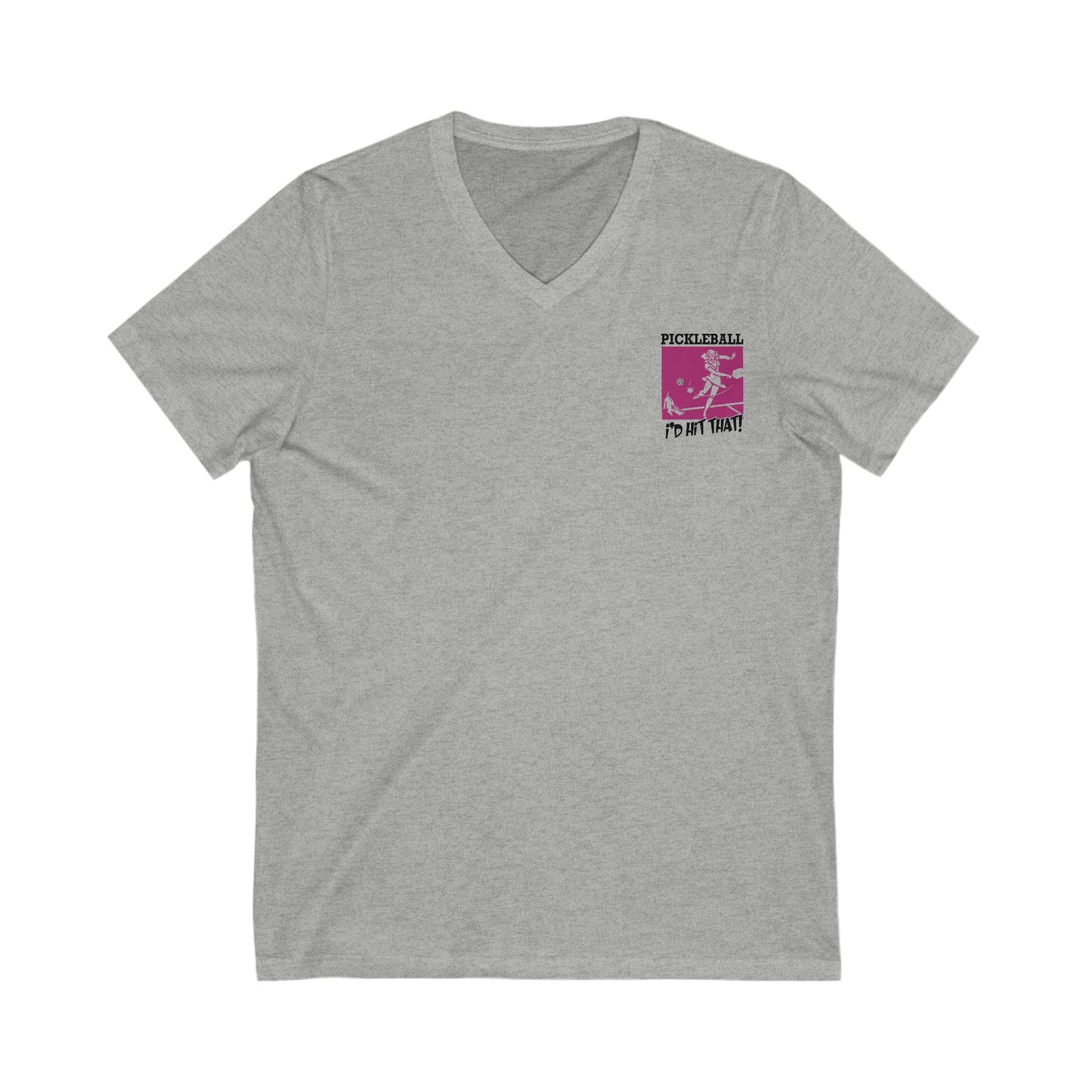 I'D HIT THAT Unisex V-Neck Tee, Small Front Graphic