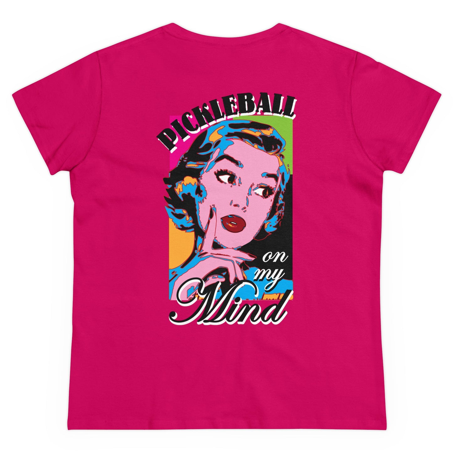 PICKLEBALL ON MY MIND Graphic on BACK Midweight Cotton Women's Tee