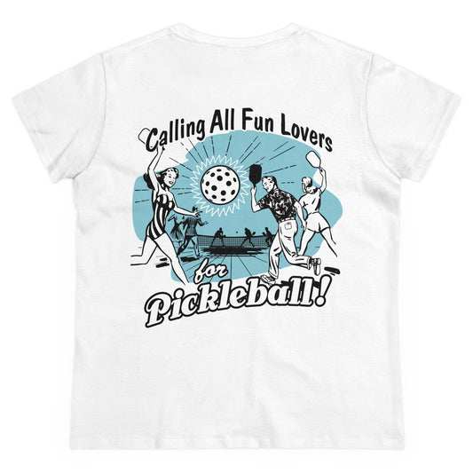 CALLING ALL FUN LOVERS - Graphic on BACK Midweight Cotton Women's Tee