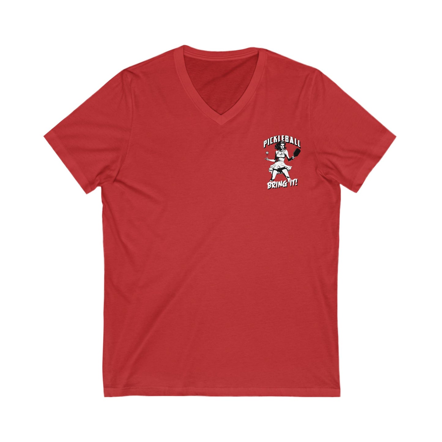 BRING IT Unisex V-Neck Tee, Small Front Graphic