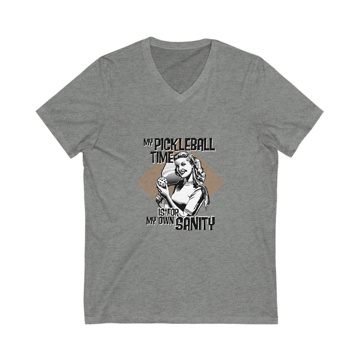 MY PICKLEBALL TIME IS FOR MY OWN SANITY Unisex Jersey Short Sleeve V-Neck Tee