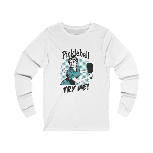 TRY ME Unisex White Jersey Long Sleeve Tee