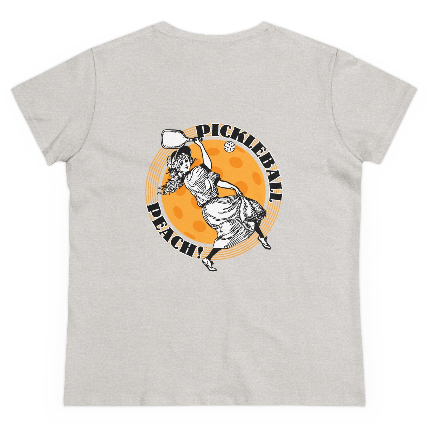 PICKLEBALL PEACH  Midweight Cotton Women's Tee Graphic On Back