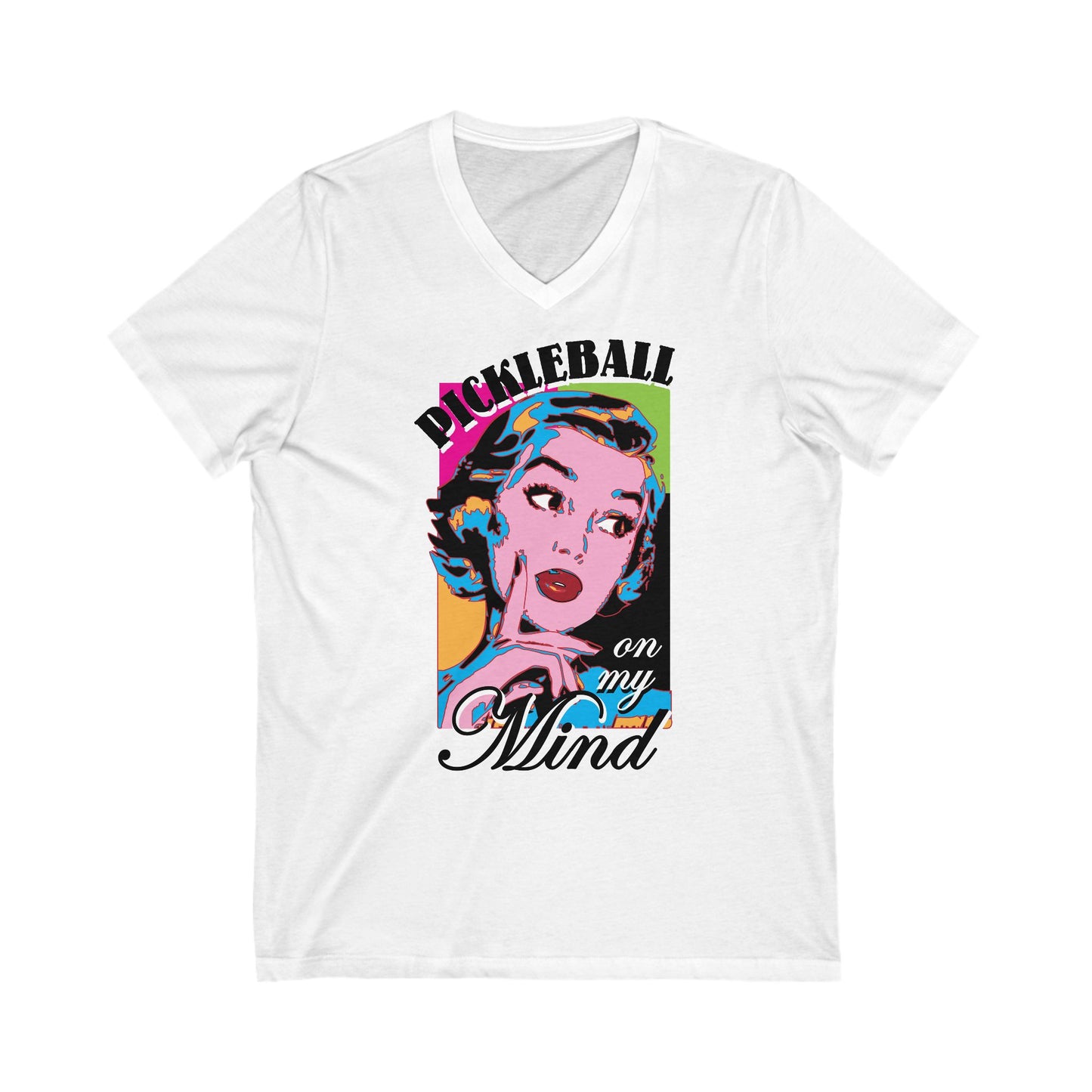 PICKLEBALL ON MY MIND Unisex Jersey Short Sleeve V-Neck Tee