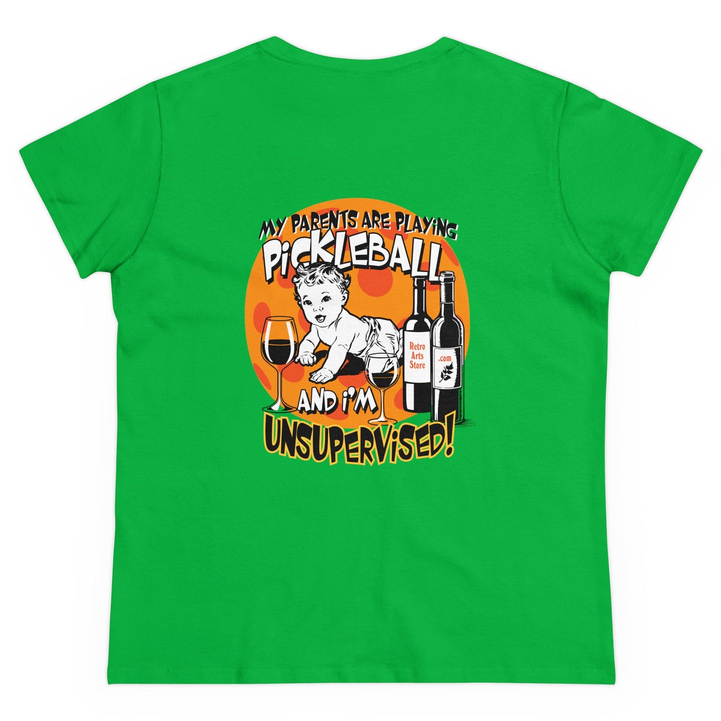 MY PARENTS ARE PLAYING PICKLEBALL & I'M UNSUPERVISED Graphic on BACK Midweight Cotton Women's Tee