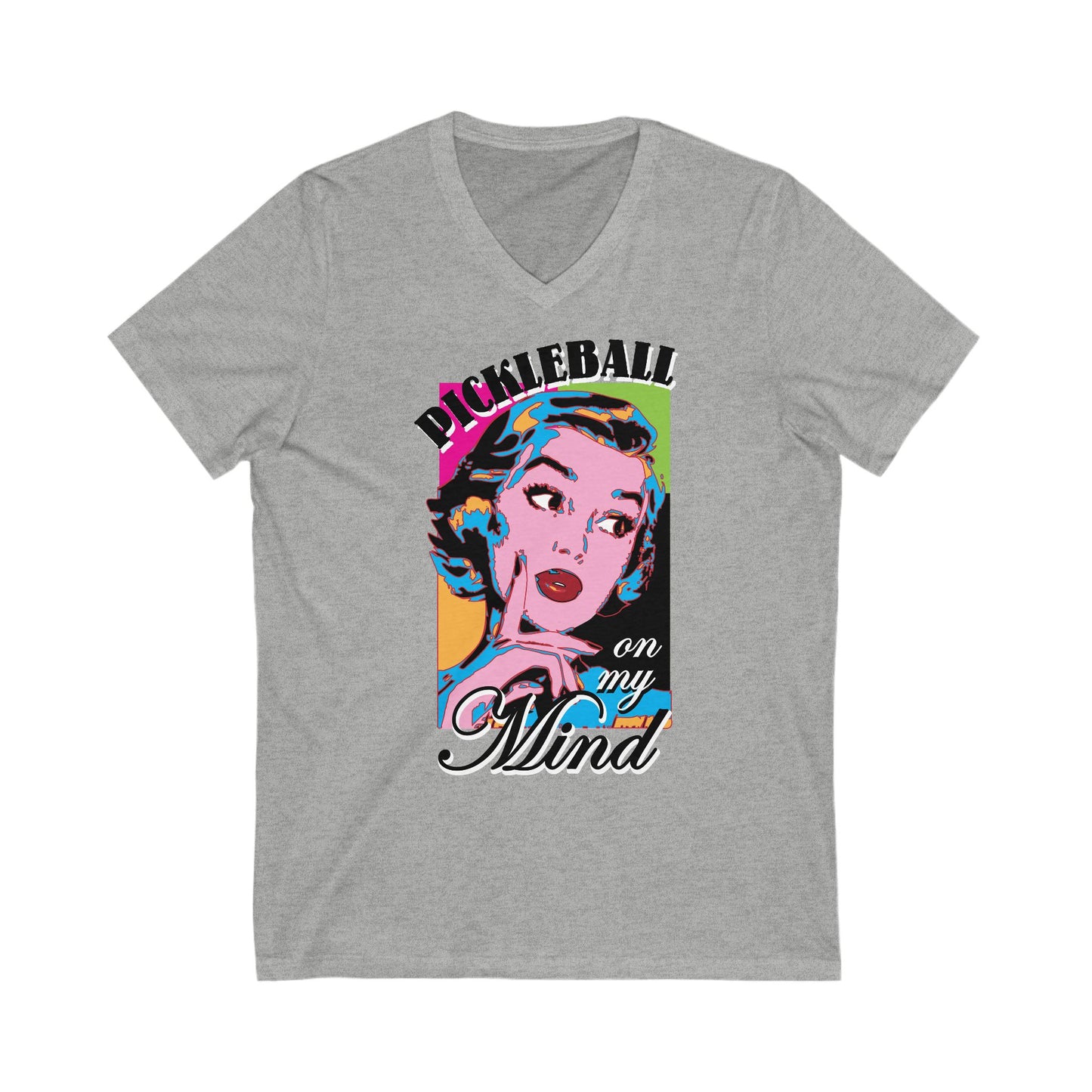 PICKLEBALL ON MY MIND Unisex Jersey Short Sleeve V-Neck Tee