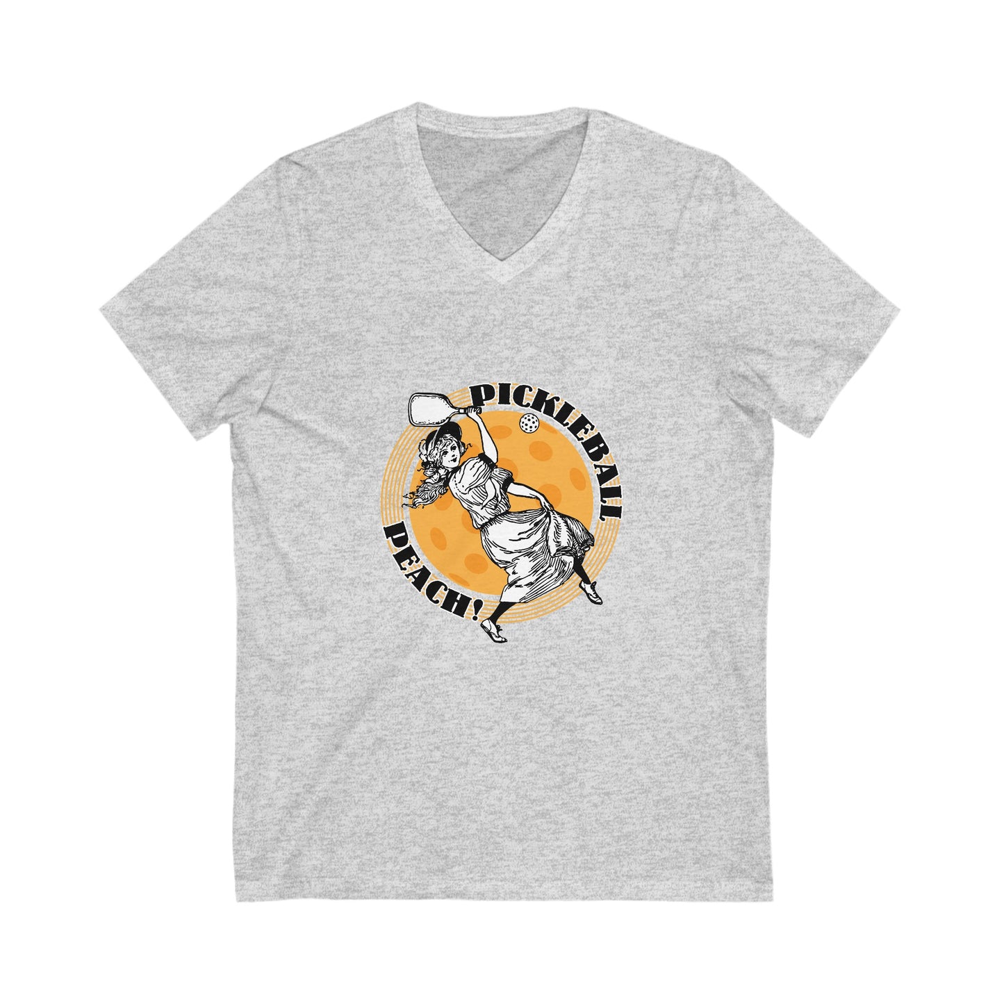 PICKLEBALL PEACH Unisex Jersey Short Sleeve V-Neck Tee