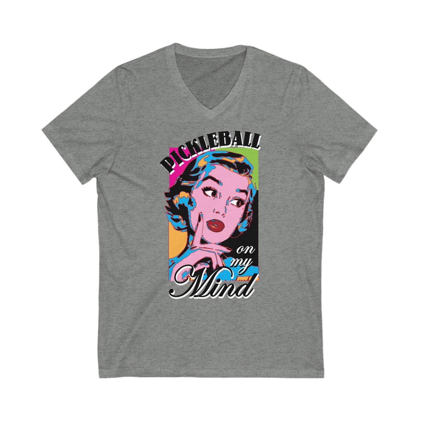 PICKLEBALL ON MY MIND Unisex Jersey Short Sleeve V-Neck Tee