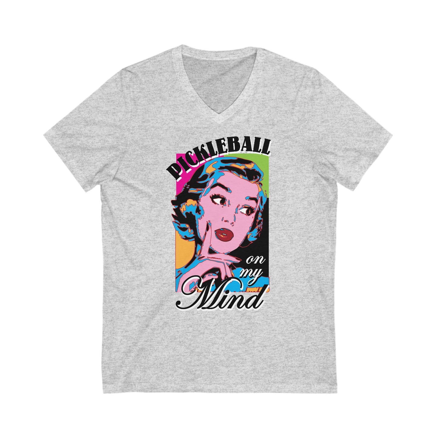 PICKLEBALL ON MY MIND Unisex Jersey Short Sleeve V-Neck Tee