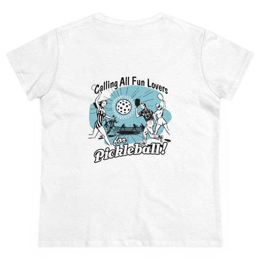 CALLING ALL FUN LOVERS Midweight Cotton Women's Tee Graphic On Back